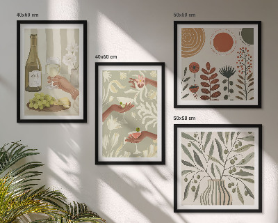 Set of 4 wall art pieces Olive blossoms rustic cocktails