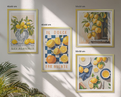 Multi-piece wall decor set Retro yellow citrus fruits