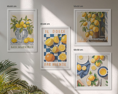 Multi-piece wall decor set Retro yellow citrus fruits