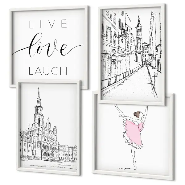 Ballerina and architecture wall art set of 4 stylish graphics