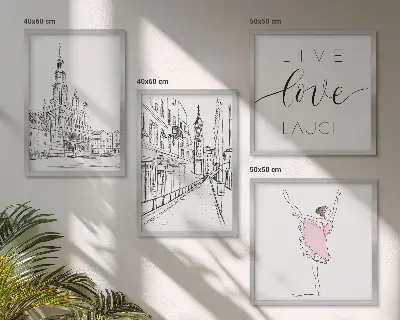 Ballerina and architecture wall art set of 4 stylish graphics
