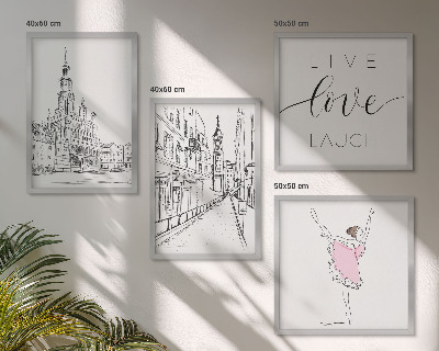 Set of 4 wall art pieces Stylish graphics ballerina architecture