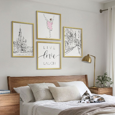 Set of 4 wall art pieces Stylish graphics ballerina architecture