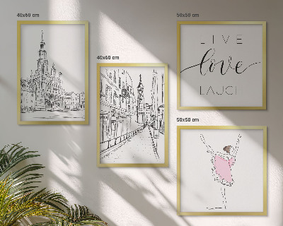 Set of 4 wall art pieces Stylish graphics ballerina architecture