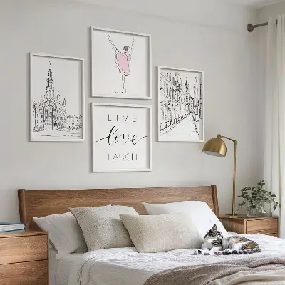 Ballerina and architecture wall art set of 4 stylish graphics