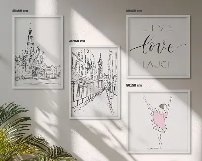 Ballerina and architecture wall art set of 4 stylish graphics