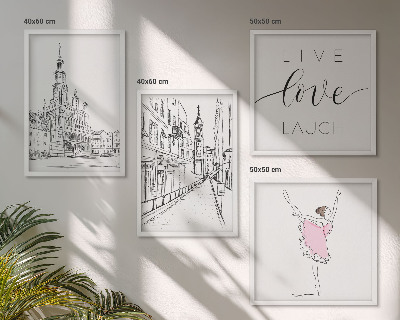 Set of 4 wall art pieces Stylish graphics ballerina architecture