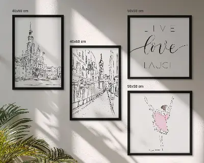 Ballerina and architecture wall art set of 4 stylish graphics