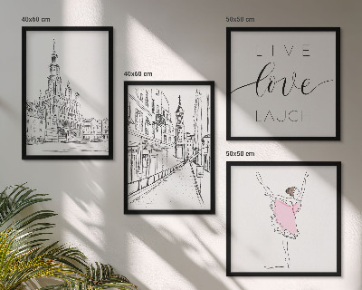 Set of 4 wall art pieces Stylish graphics ballerina architecture