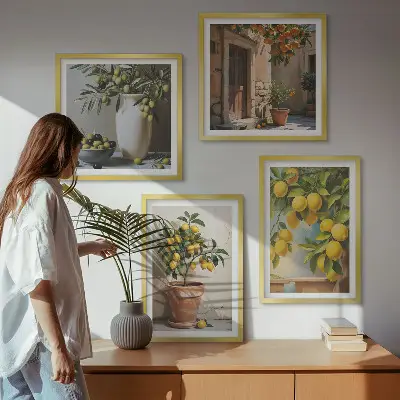 Lemon trees in pots wall art set of 4 pieces