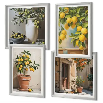 Lemon trees in pots wall art set of 4 pieces