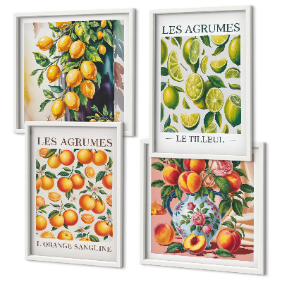 Multi-piece wall decor set Fresh colorful citrus fruits