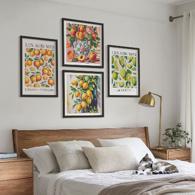 Multi-piece wall decor set Fresh colorful citrus fruits