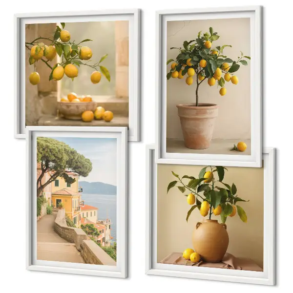 Lemon trees in pots wall art set