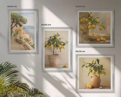 Lemon trees in pots wall art set