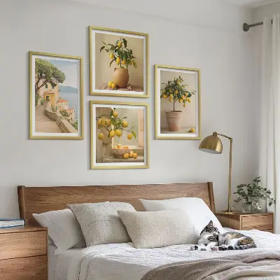 Lemon trees in pots wall art set