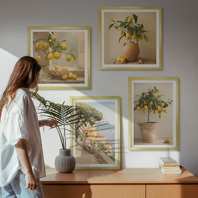 Wall art set Lemon trees in pots