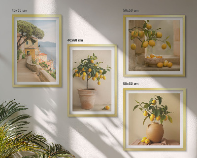 Wall art set Lemon trees in pots