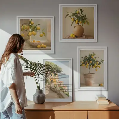 Lemon trees in pots wall art set