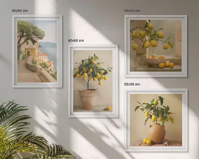 Lemon trees in pots wall art set