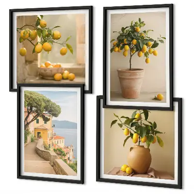 Lemon trees in pots wall art set