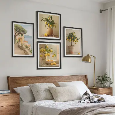 Lemon trees in pots wall art set