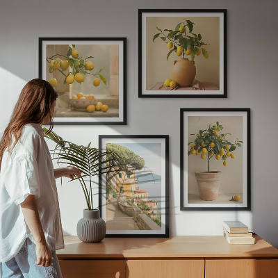 Wall art set Lemon trees in pots