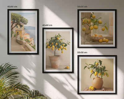 Wall art set Lemon trees in pots