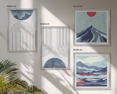 Set of 4 wall art pieces Abstract mountain landscapes
