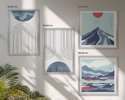 Abstract mountain landscape wall art set of 4 pieces