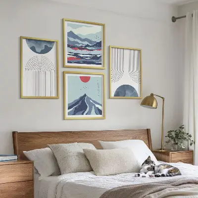 Abstract mountain landscape wall art set of 4 pieces