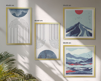 Set of 4 wall art pieces Abstract mountain landscapes