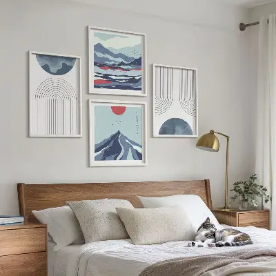 Abstract mountain landscape wall art set of 4 pieces