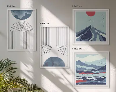 Abstract mountain landscape wall art set of 4 pieces
