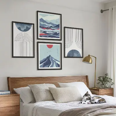 Abstract mountain landscape wall art set of 4 pieces
