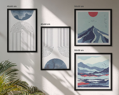 Set of 4 wall art pieces Abstract mountain landscapes