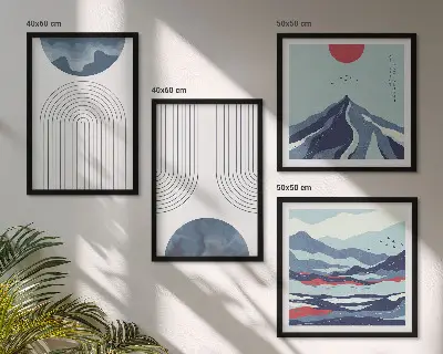 Abstract mountain landscape wall art set of 4 pieces