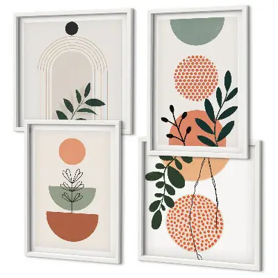 Wall art set with modern plant motifs