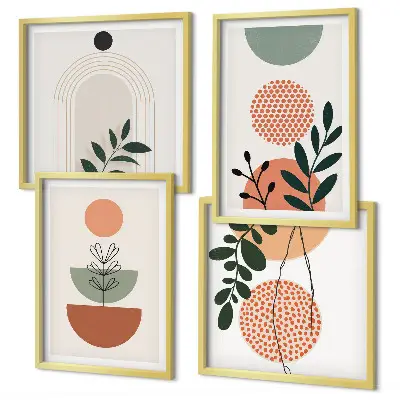 Wall art set with modern plant motifs