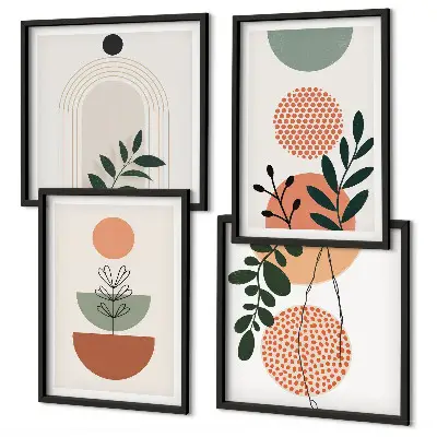 Wall art set with modern plant motifs