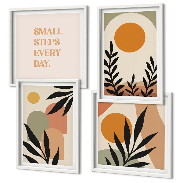 Set of 4 wall art pieces Abstract plant motifs