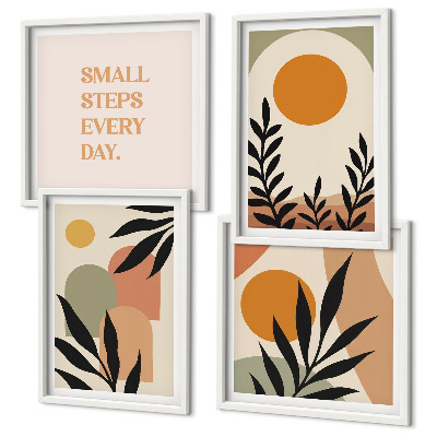 Set of 4 wall art pieces Abstract plant motifs