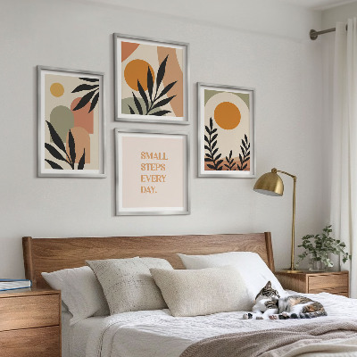 Set of 4 wall art pieces Abstract plant motifs