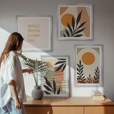 Set of 4 wall art pieces Abstract plant motifs