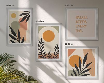 Set of 4 wall art pieces Abstract plant motifs