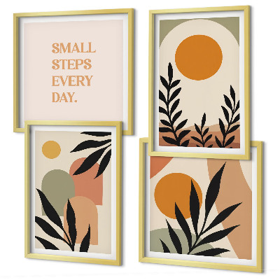 Set of 4 wall art pieces Abstract plant motifs