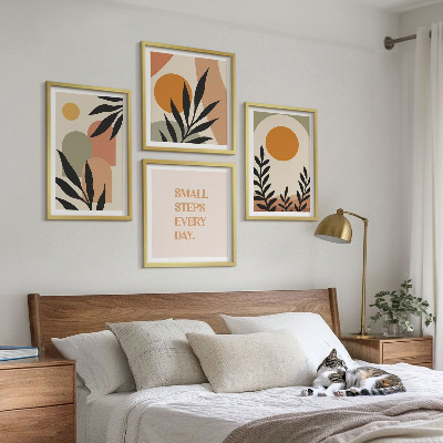 Set of 4 wall art pieces Abstract plant motifs