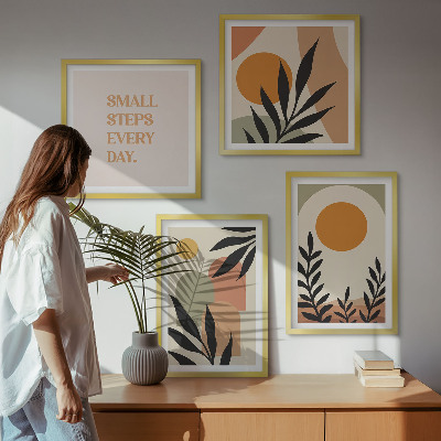 Set of 4 wall art pieces Abstract plant motifs
