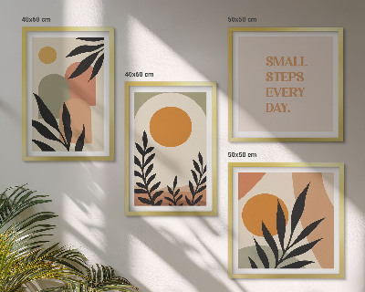 Set of 4 wall art pieces Abstract plant motifs