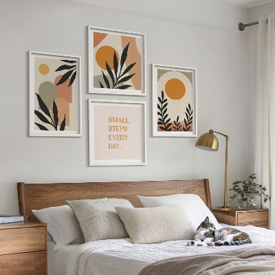 Set of 4 wall art pieces Abstract plant motifs